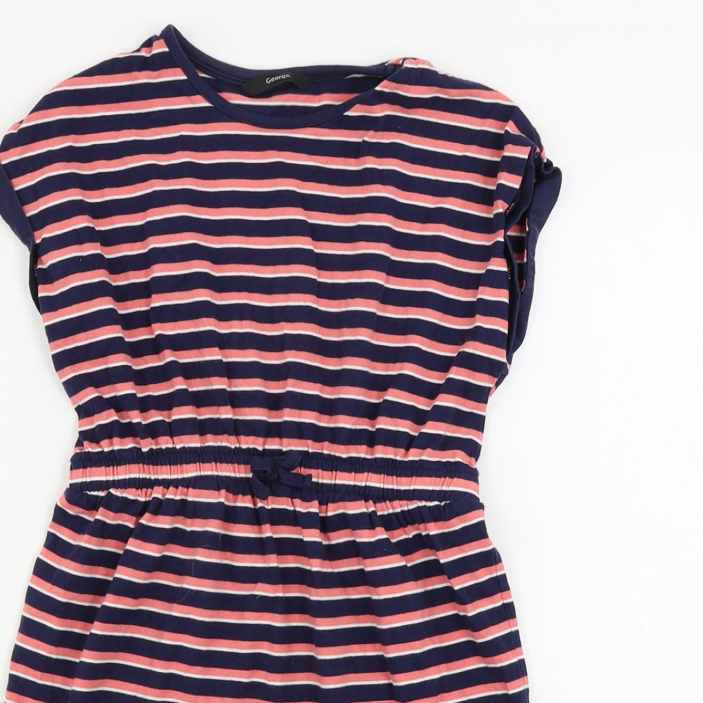 George  Girls Pink Striped  A-Line  Size 10-11 Years