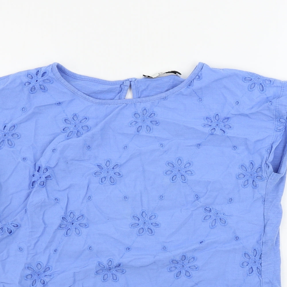 Marks and Spencer  Girls Blue Floral  Basic T-Shirt Size 12-13 Years