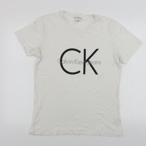 Calvin Klein  Mens White    T-Shirt Size L