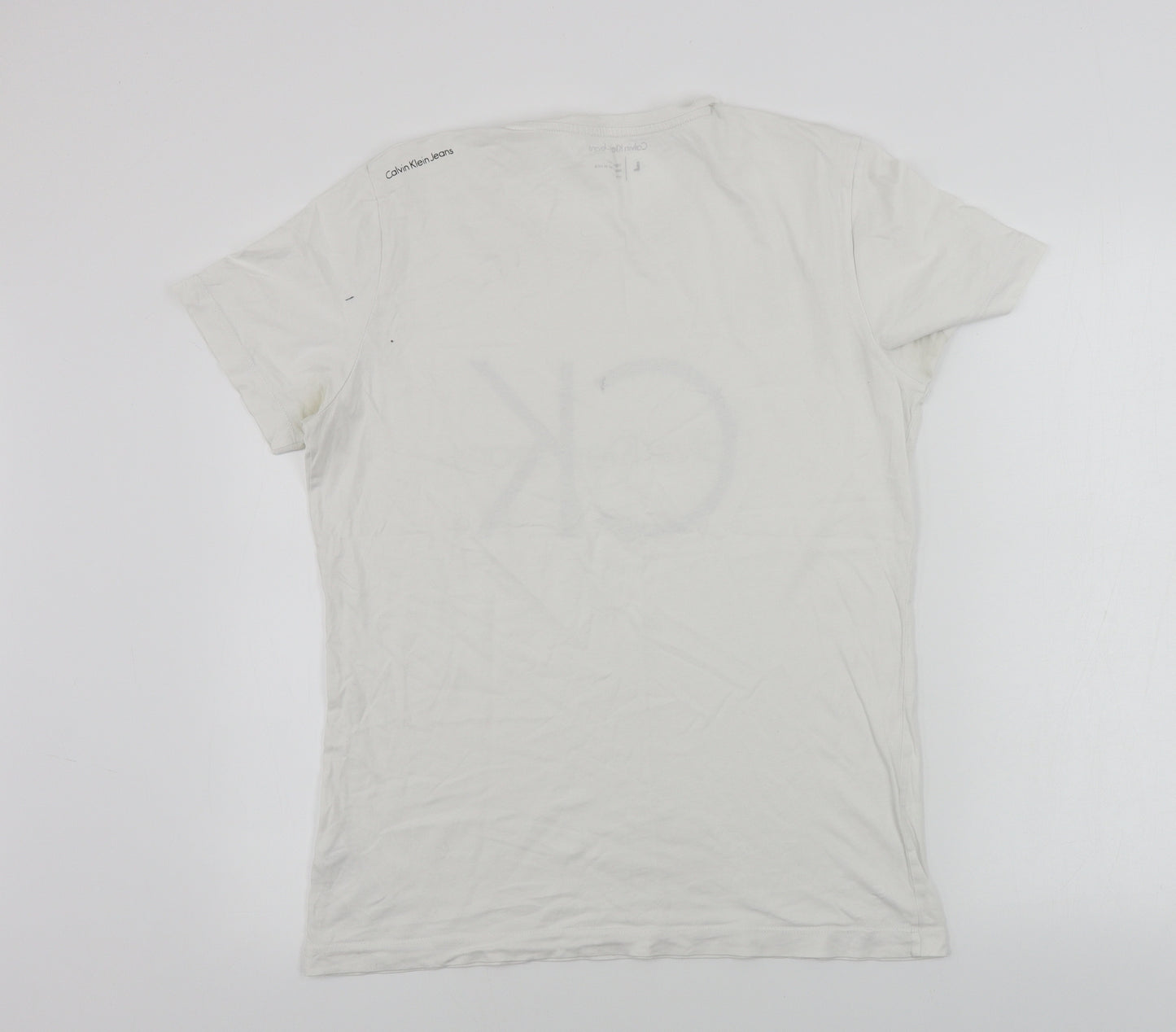 Calvin Klein  Mens White    T-Shirt Size L