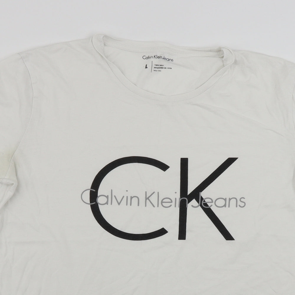 Calvin Klein  Mens White    T-Shirt Size L