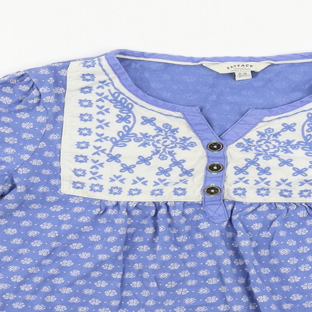 Fat Face  Girls Blue   Basic T-Shirt Size 8-9 Years