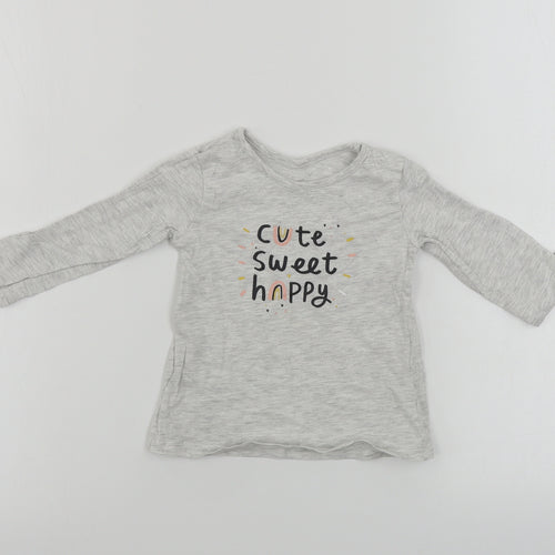 George  Girls Grey   Basic T-Shirt Size 6-9 Months