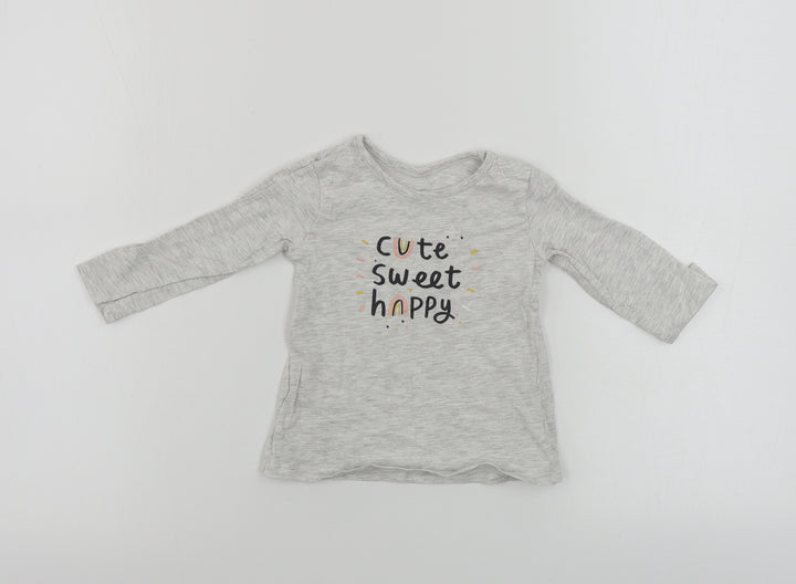 George  Girls Grey   Basic T-Shirt Size 6-9 Months
