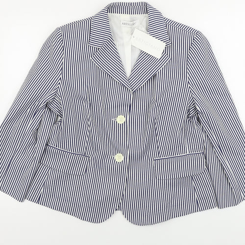 Artigiano  Womens White Striped  Jacket Blazer Size 18