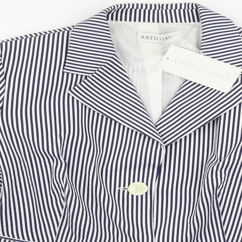 Artigiano  Womens White Striped  Jacket Blazer Size 18