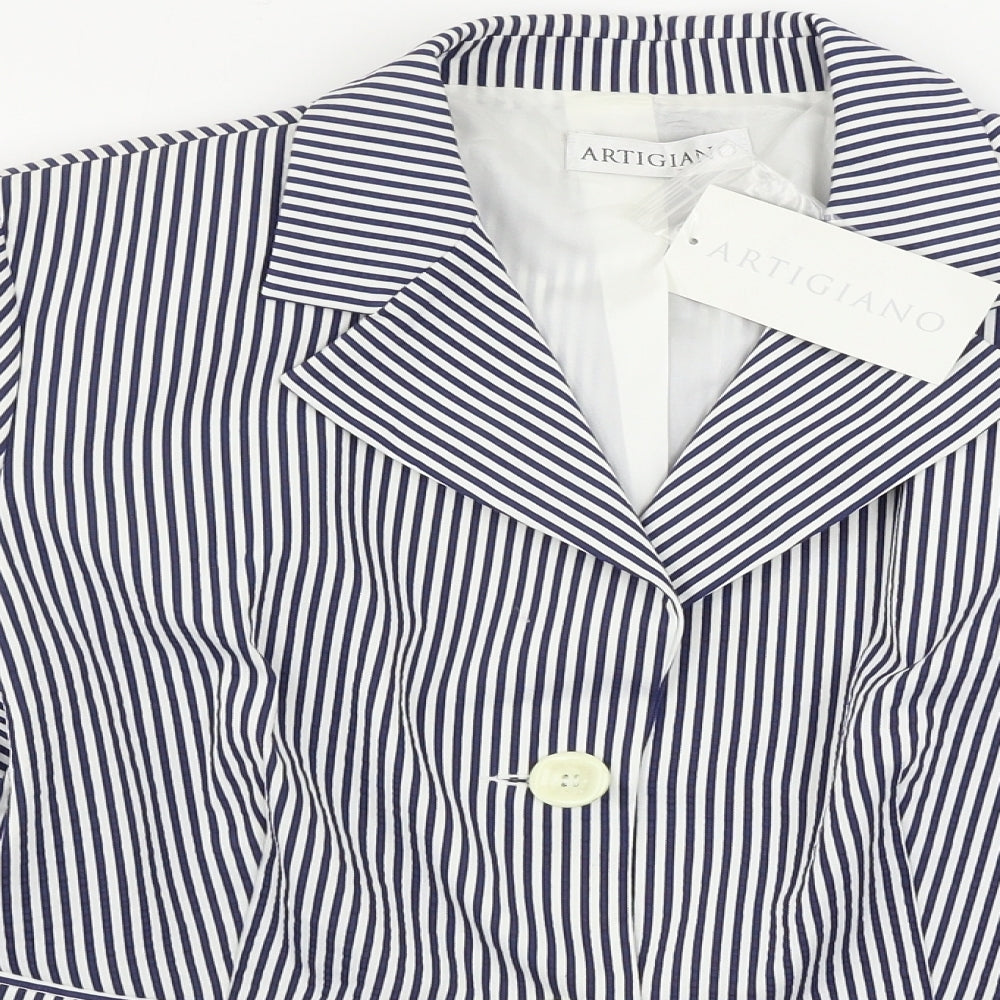 Artigiano  Womens White Striped  Jacket Blazer Size 18