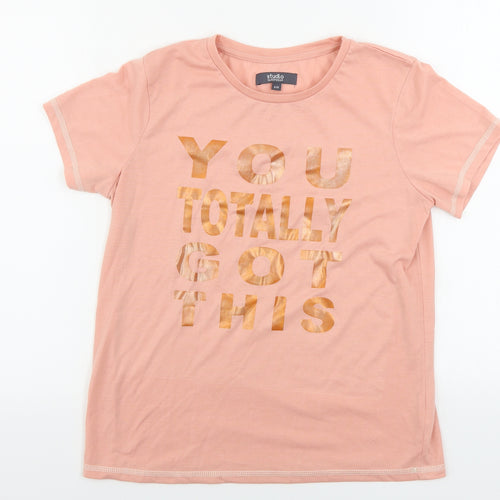studio  Womens Pink   Basic T-Shirt Size 10