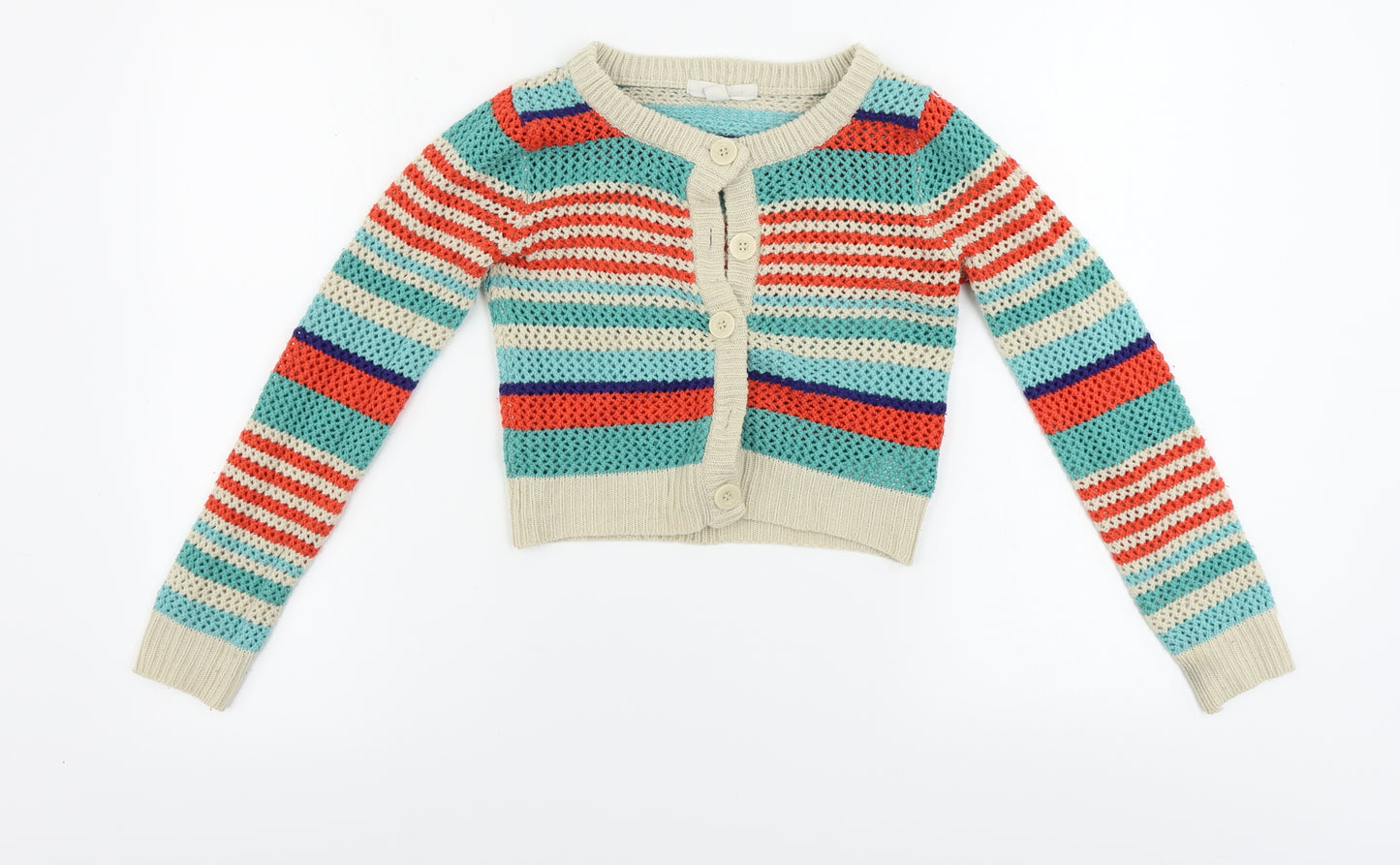 Pumpkin Patch  Girls Beige Striped  Cardigan Jumper Size 9 Years