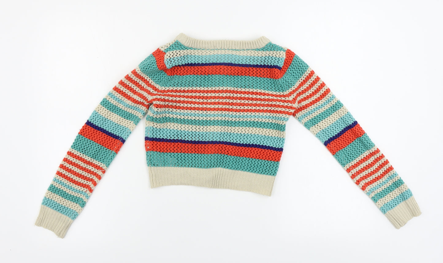 Pumpkin Patch  Girls Beige Striped  Cardigan Jumper Size 9 Years