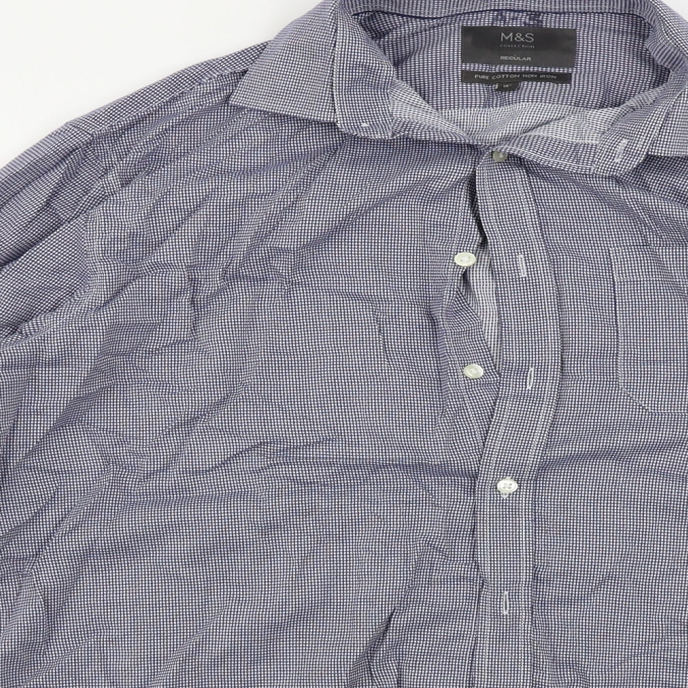 Marks and Spencer  Mens Blue Check   Button-Up Size 16.5