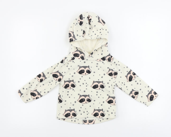 NEXT Girls Beige Animal Print Pullover Hoodie Size 2 Years