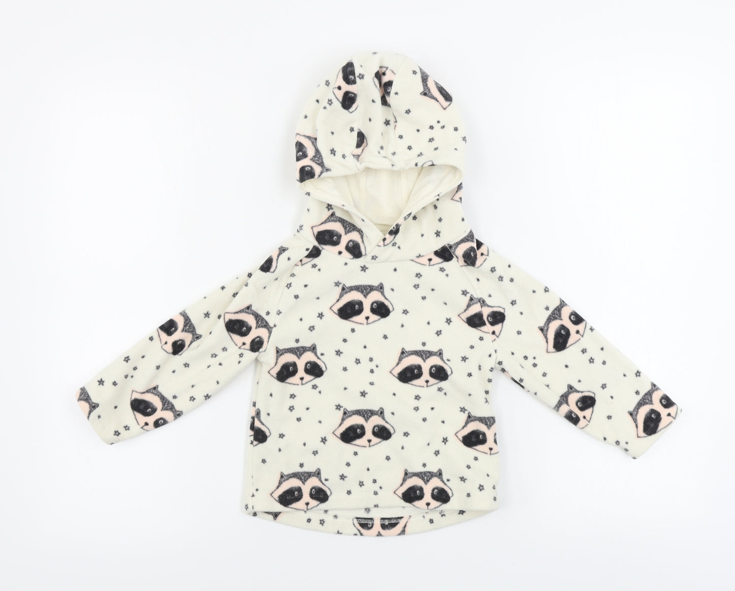 NEXT  Girls Beige Animal Print  Pullover Hoodie Size 2 Years