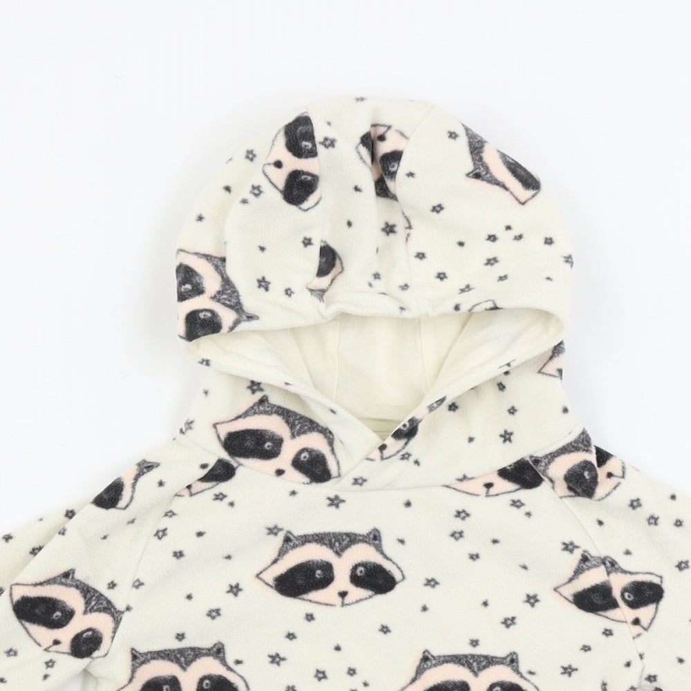 NEXT  Girls Beige Animal Print  Pullover Hoodie Size 2 Years