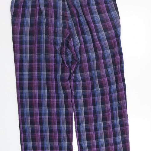Marks and Spencer Mens Blue Check  Trousers  Size L L27 in