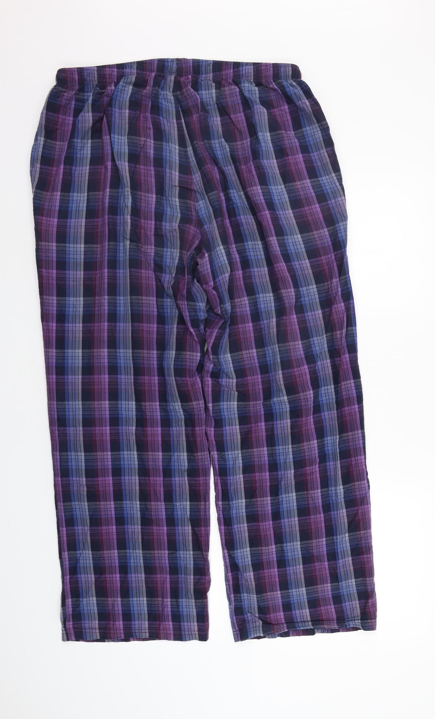 Marks and Spencer Mens Blue Check  Trousers  Size L L27 in