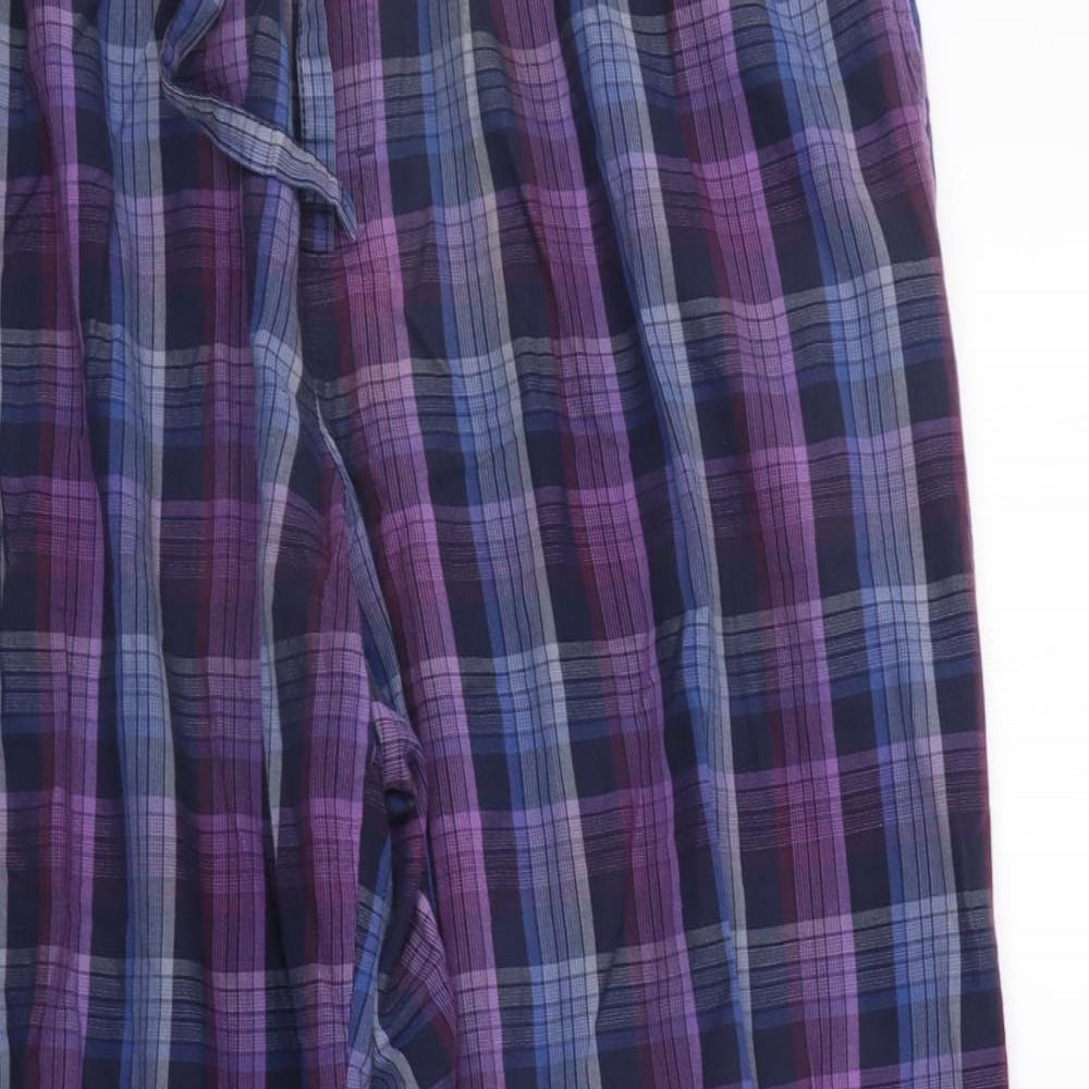 Marks and Spencer Mens Blue Check  Trousers  Size L L27 in