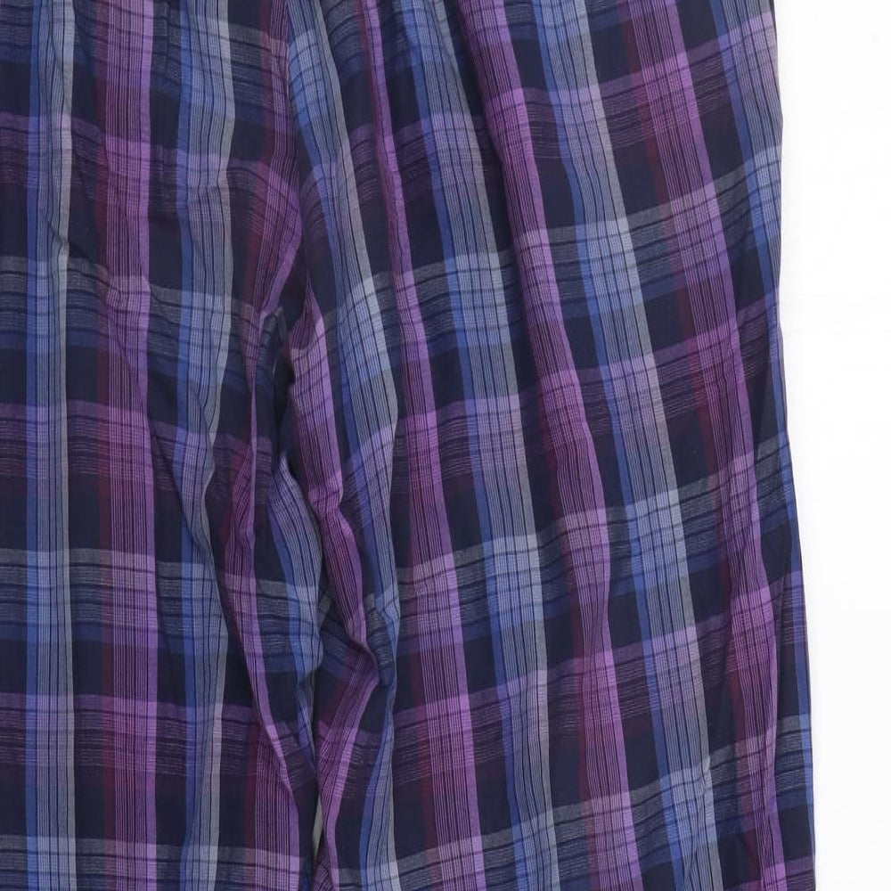 Marks and Spencer Mens Blue Check  Trousers  Size L L27 in
