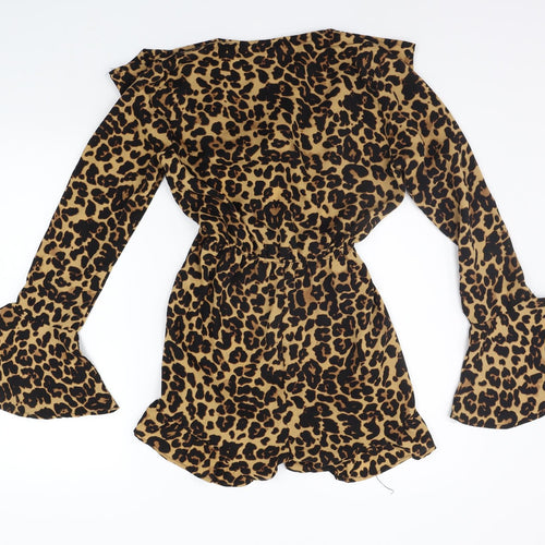 Missguided Womens Beige Animal Print  Jumpsuit One-Piece Size 8