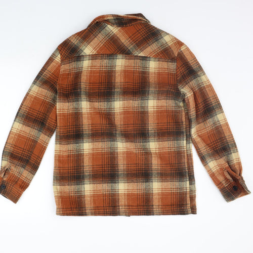 I SAW IT FIRST Womens Beige Check  Basic Button-Up Size 8