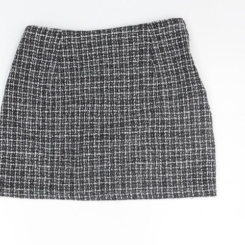 Preworn Womens Black Check  A-Line Skirt Size S
