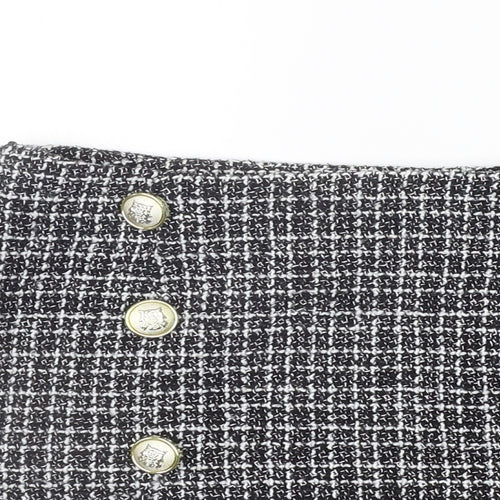 Preworn Womens Black Check  A-Line Skirt Size S