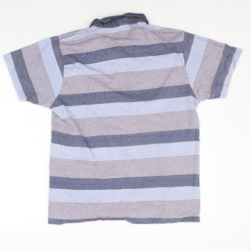 Brookhaven Mens Blue Striped   Polo Size XL