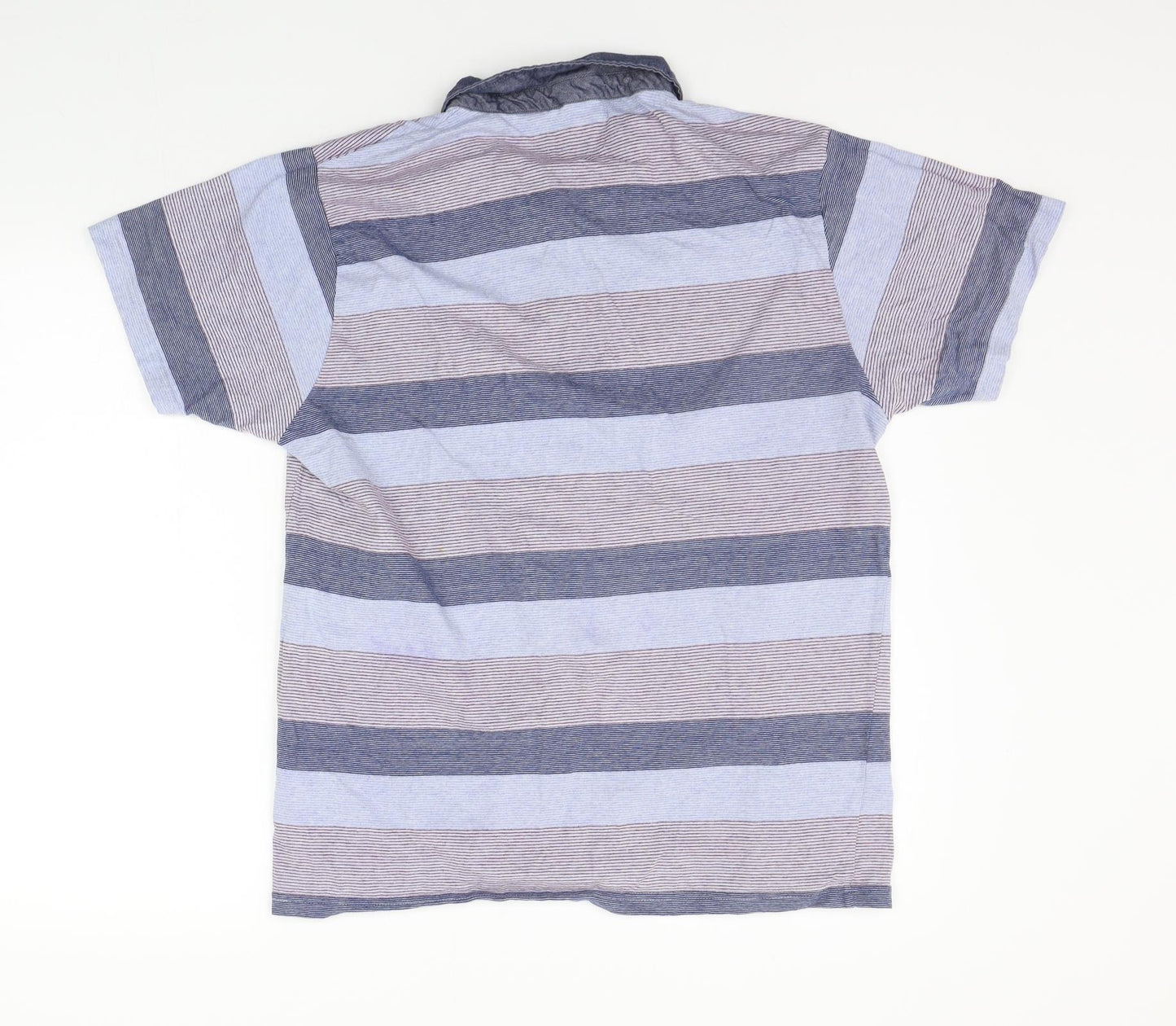 Brookhaven Mens Blue Striped   Polo Size XL