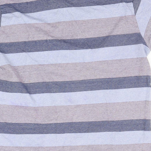 Brookhaven Mens Blue Striped   Polo Size XL