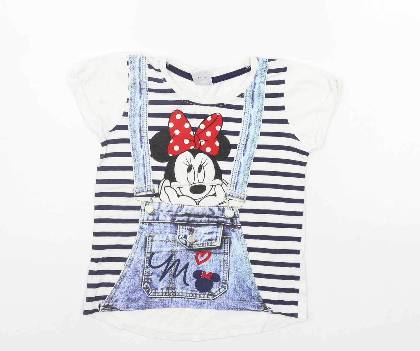 Disney Girls White   Basic T-Shirt Size 5-6 Years  - MICKEY MOUSE