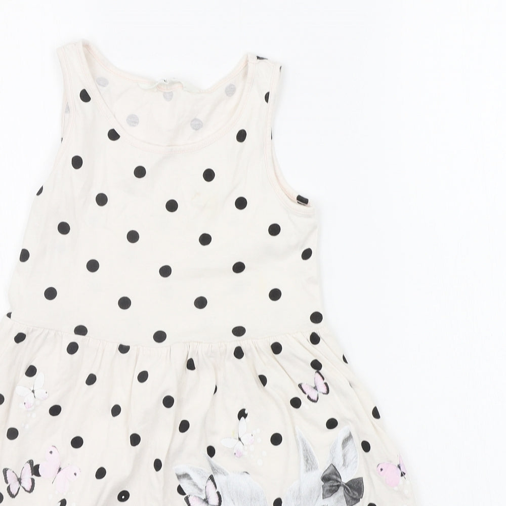H&M Girls Beige Polka Dot  A-Line  Size 7-8 Years