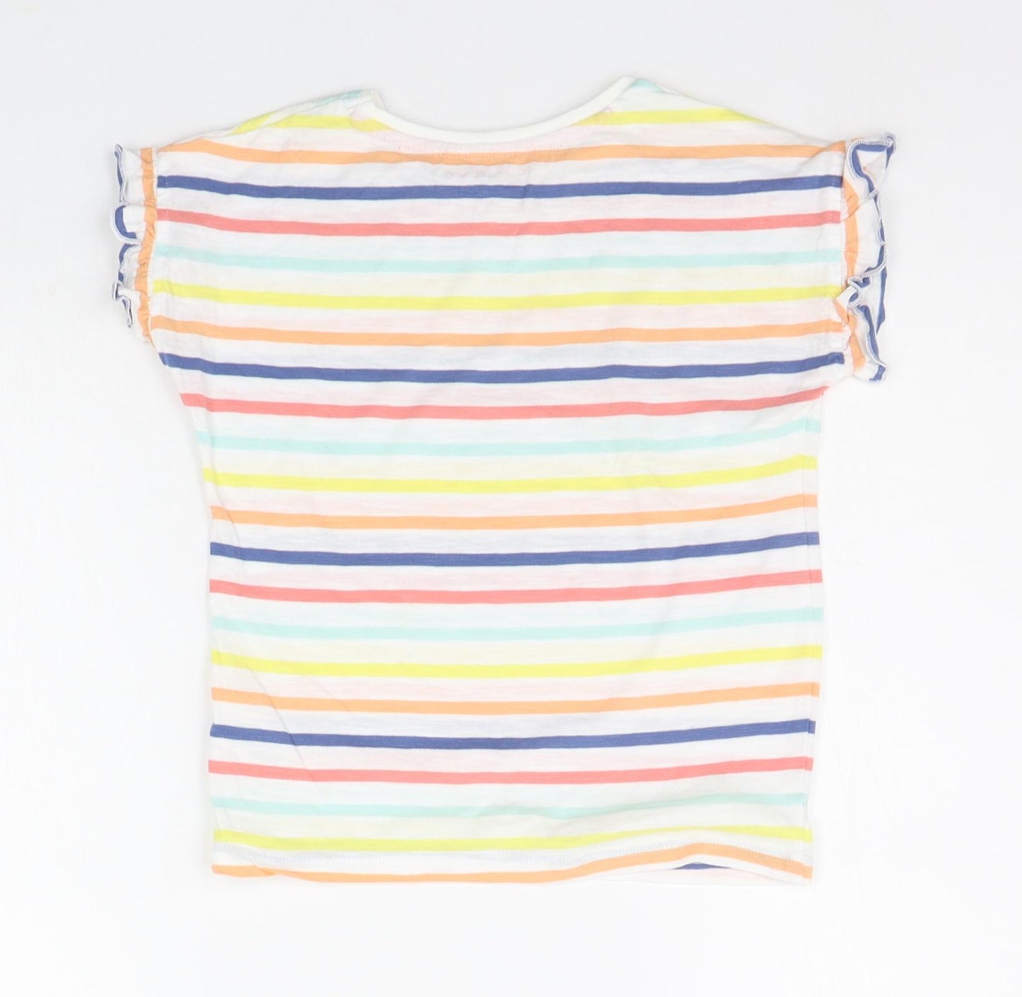 Nutmeg Girls White Striped  Basic T-Shirt Size 5-6 Years