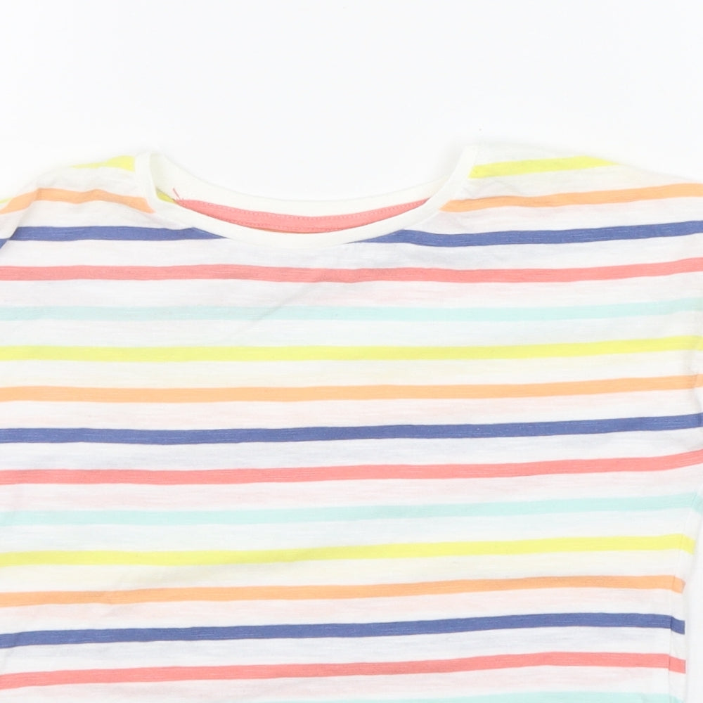 Nutmeg Girls White Striped  Basic T-Shirt Size 5-6 Years