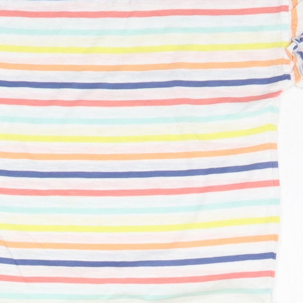 Nutmeg Girls White Striped  Basic T-Shirt Size 5-6 Years