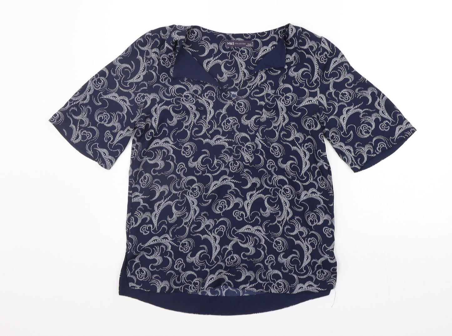 Marks and Spencer Womens Blue Geometric  Basic Blouse Size 6