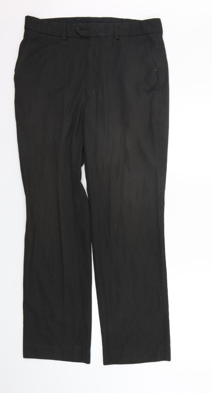 F&F Womens Black Striped Trousers Size 32 in L31 in