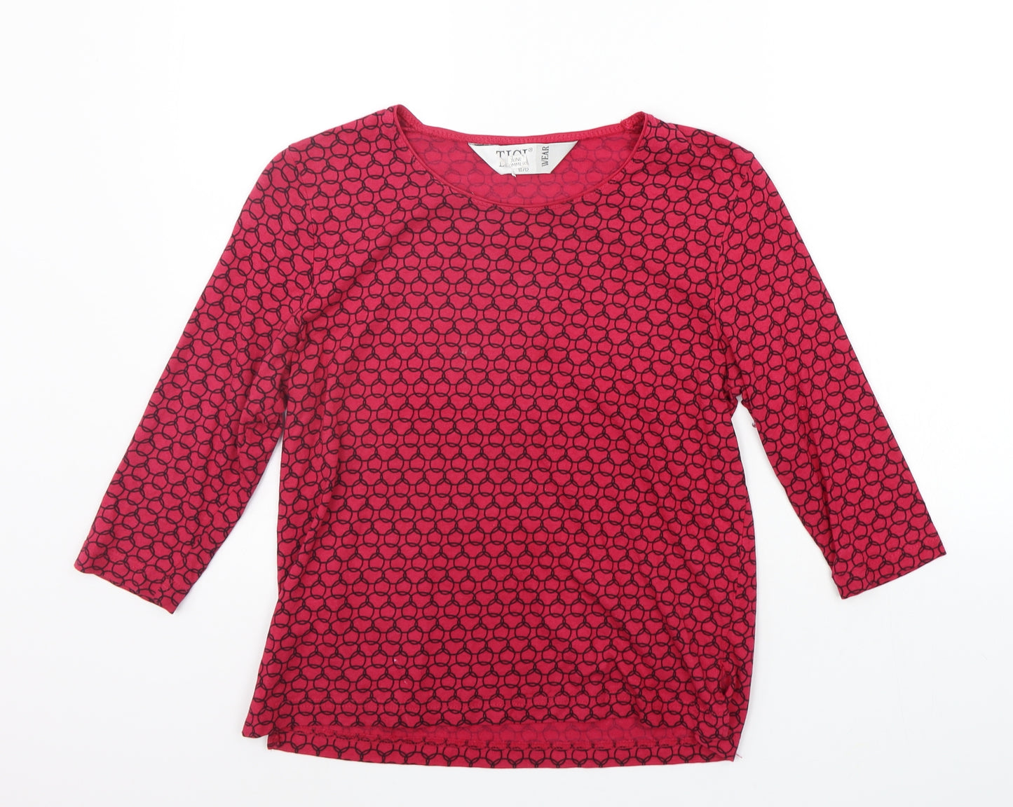 TIGI Womens Pink Geometric   T-Shirt Size 10