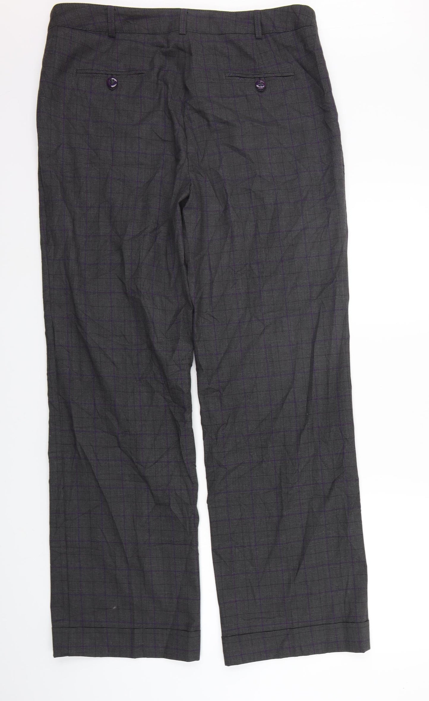 Marks and Spencer Womens Grey Check  Sweatpants Trousers Size 16 L21 in