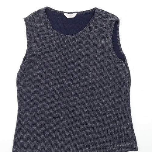 Blue Inc Womens Blue Herringbone  Basic Blouse Size 16