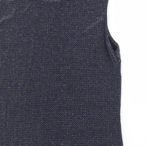 Blue Inc Womens Blue Herringbone  Basic Blouse Size 16