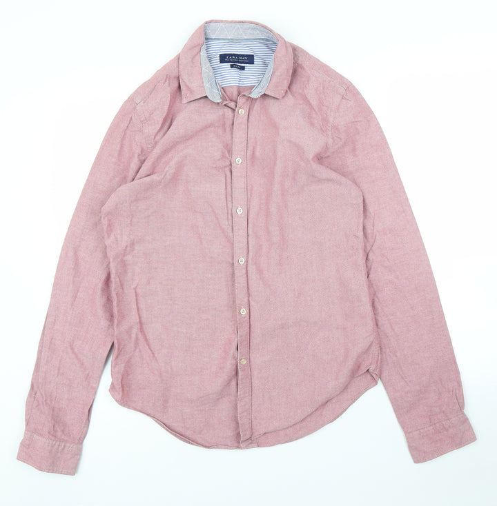 Zara Mens Purple Button-Up Size M
