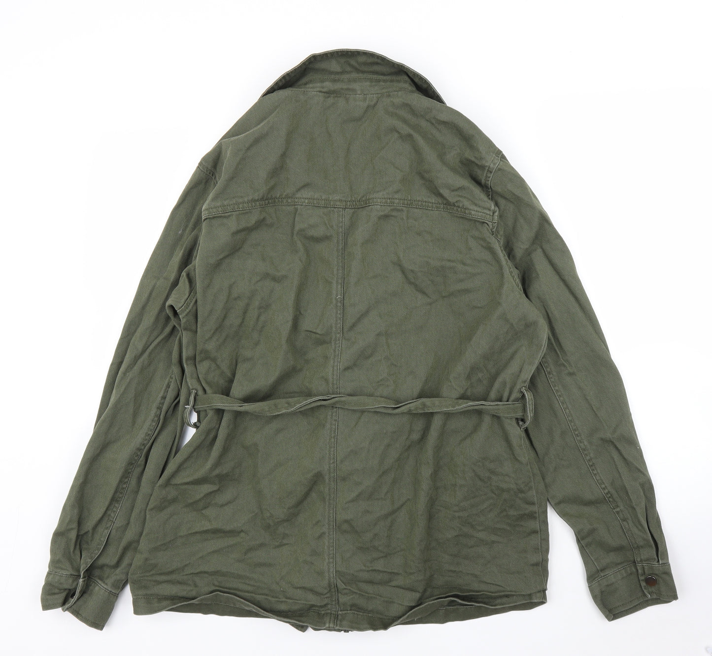New Look Womens Green  Denim Military Jacket Coat Size 14