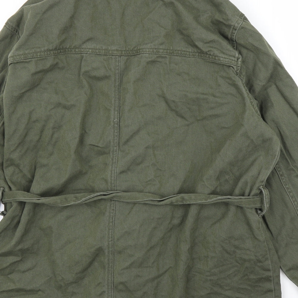 New Look Womens Green  Denim Military Jacket Coat Size 14