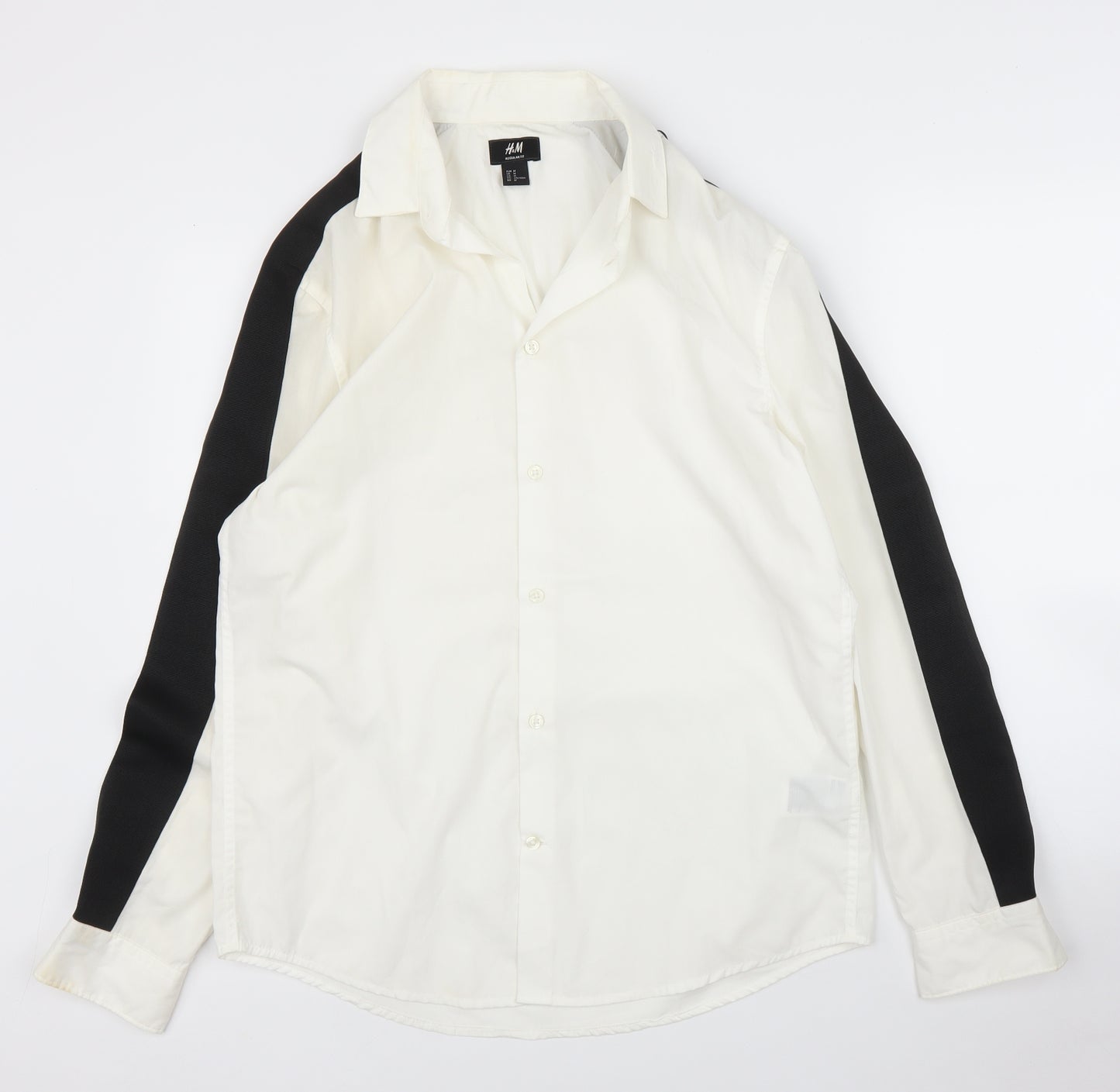 H&M Mens White    Button-Up Size M