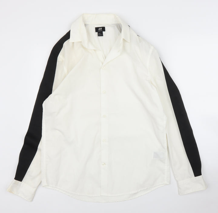 H&M Mens White    Button-Up Size M