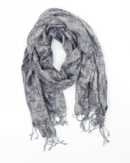 Front view of Preworn women’s blue floral scarf