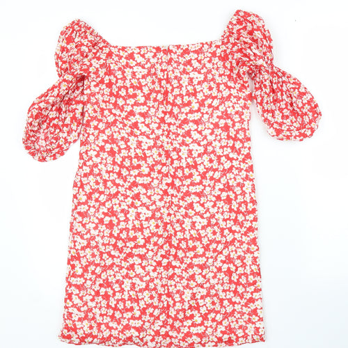 SheIn Girls Red Floral Rayon Shift  Size 11 Years