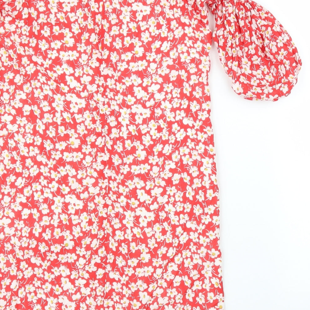 SheIn Girls Red Floral Rayon Shift  Size 11 Years