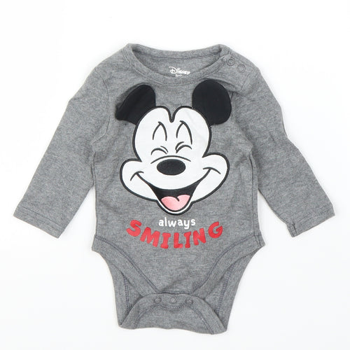 Primark Boys Grey   Babygrow One-Piece Size 0-3 Months  - Disney, Mickey Mouse