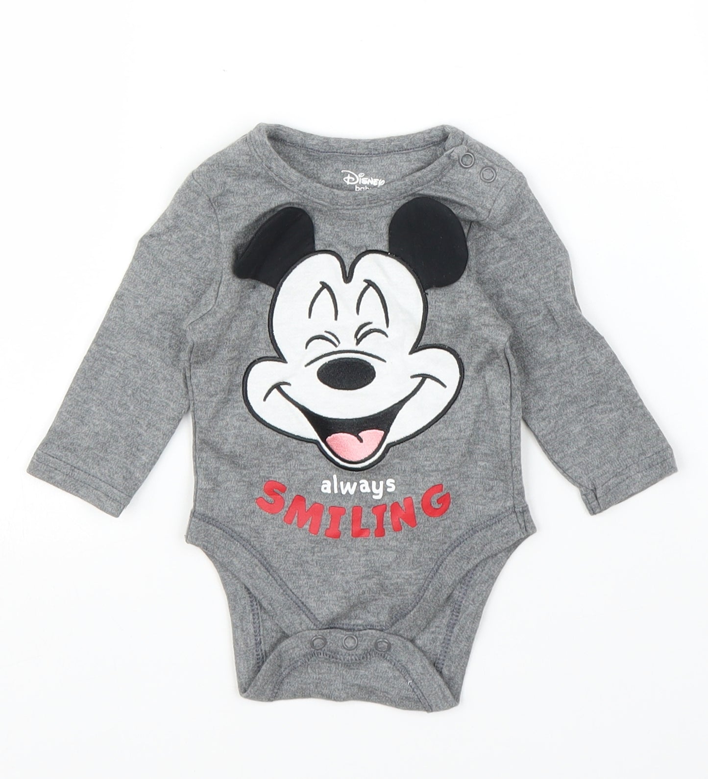 Primark Boys Grey   Babygrow One-Piece Size 0-3 Months  - Disney, Mickey Mouse